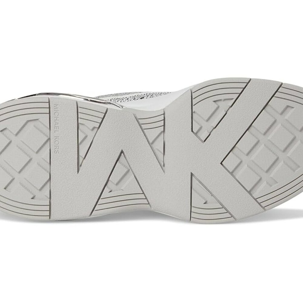 MICHAEL Michael Kors Toni Embellished Linen Blend Trainer -Optical White -Size 7 - Picture 4 of 9